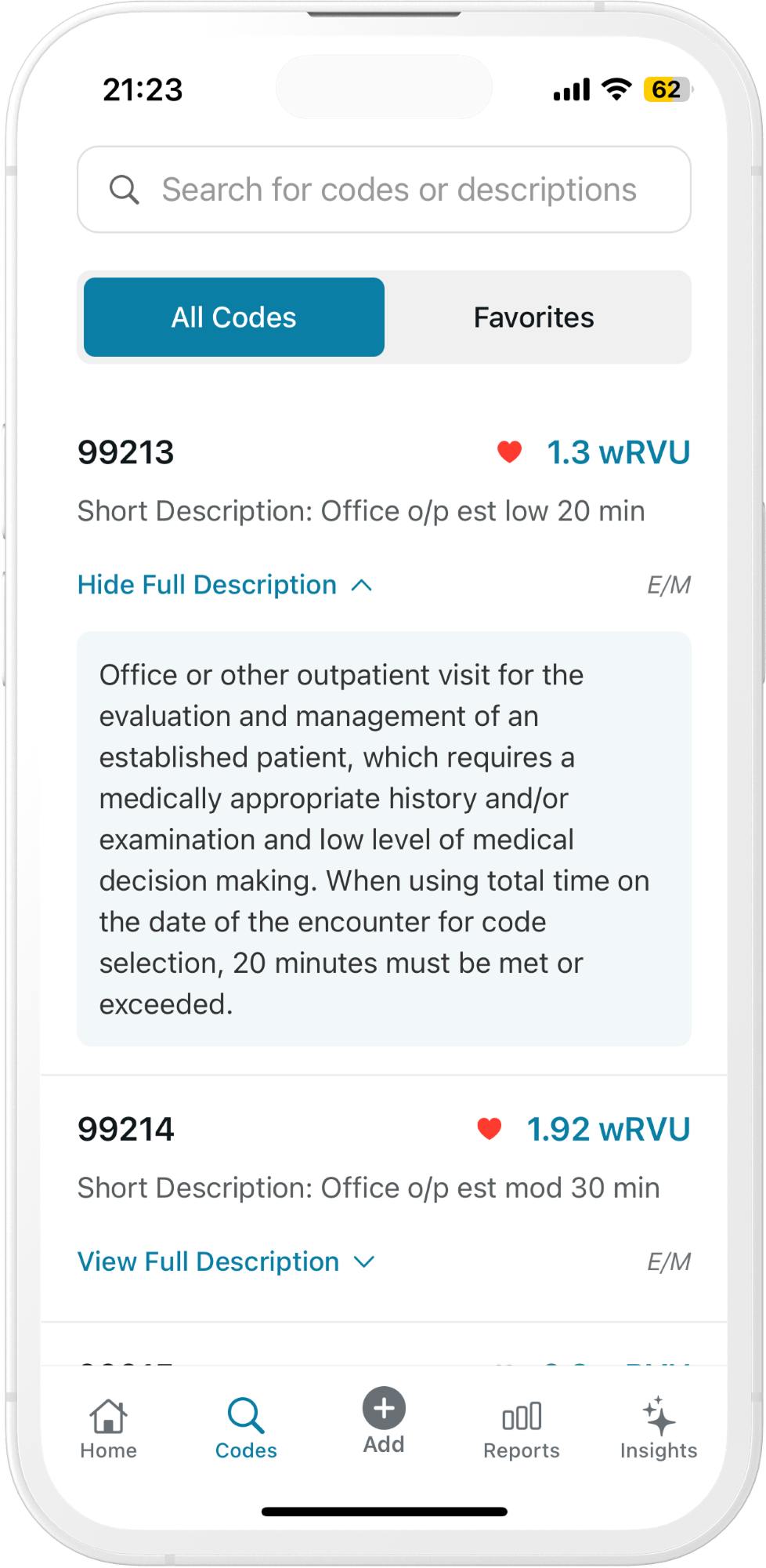 RVU Tracker code search interface